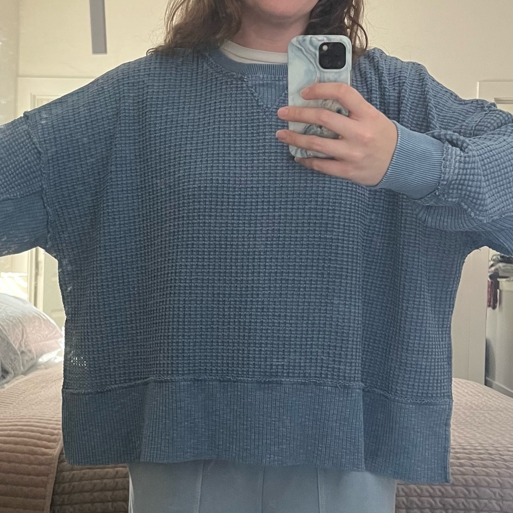 AE Big Hug Crew Neck Waffle Sweatshirt - Picture 6 of 7